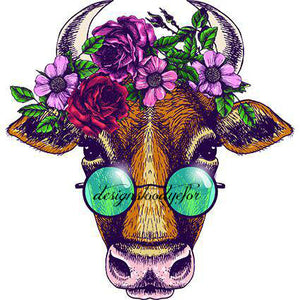 Floral Cow w/glasses