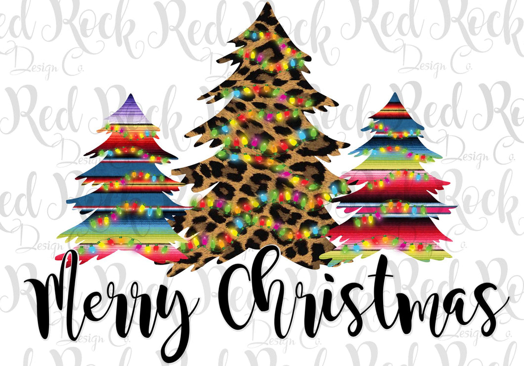 Merry Christmas Serape/Leopard Tree with lights - DD