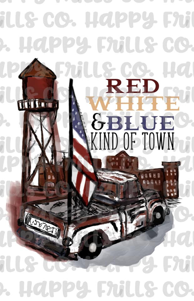 red white and blue kinda town