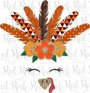 Orange and Brown Turkey Face - Sublimation