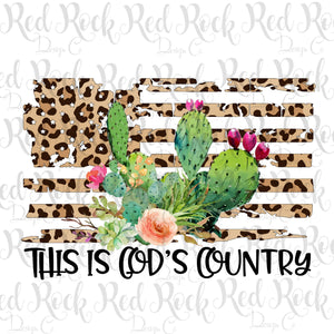 God's Country Cactus & Leopard Flag - DD