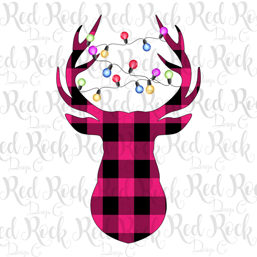 Pink Plaid Christmas Deer