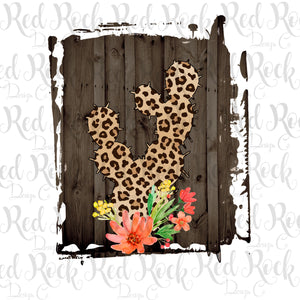 Leopard Cactus with Wooden Background