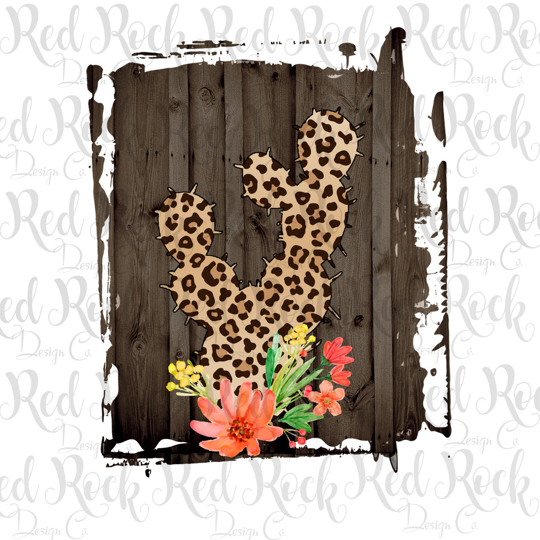 Leopard Cactus with Wooden Background