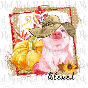 Fall Thankful & Blessed Pig - DD