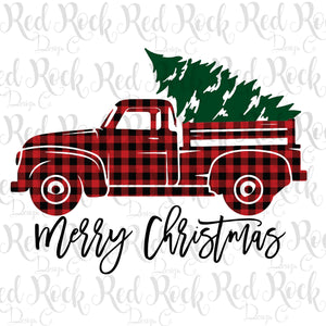 Merry Christmas Plaid Trucks - DD