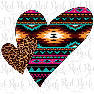 Aztec & Leopard Hearts - Sublimation