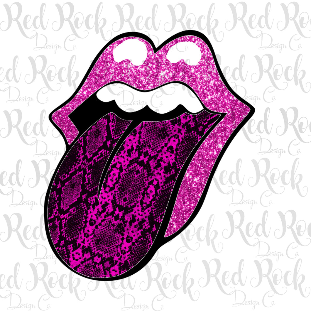 Pink Snakeskin Tongue Lips - DD