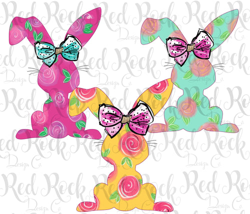 Floral Bunnies with Bows - Sublimation