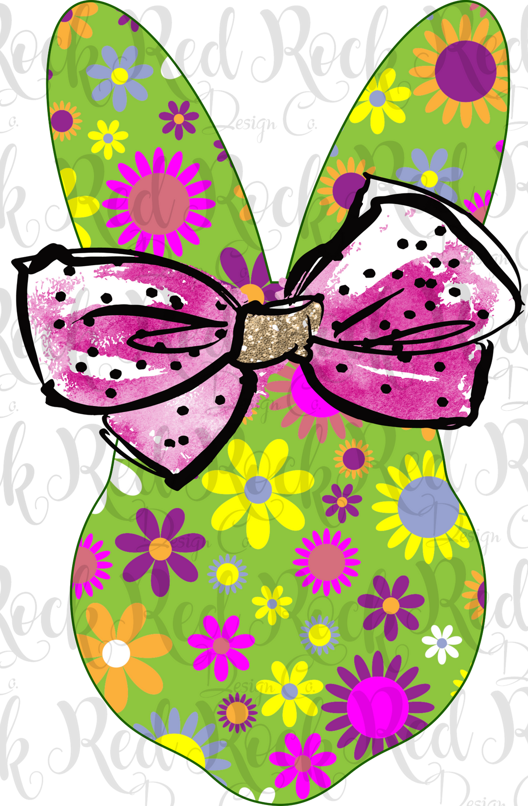 Easter Bunny Face - Green Daisy - DD