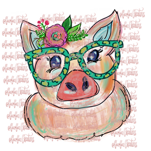 Doodle Pig with Glasses