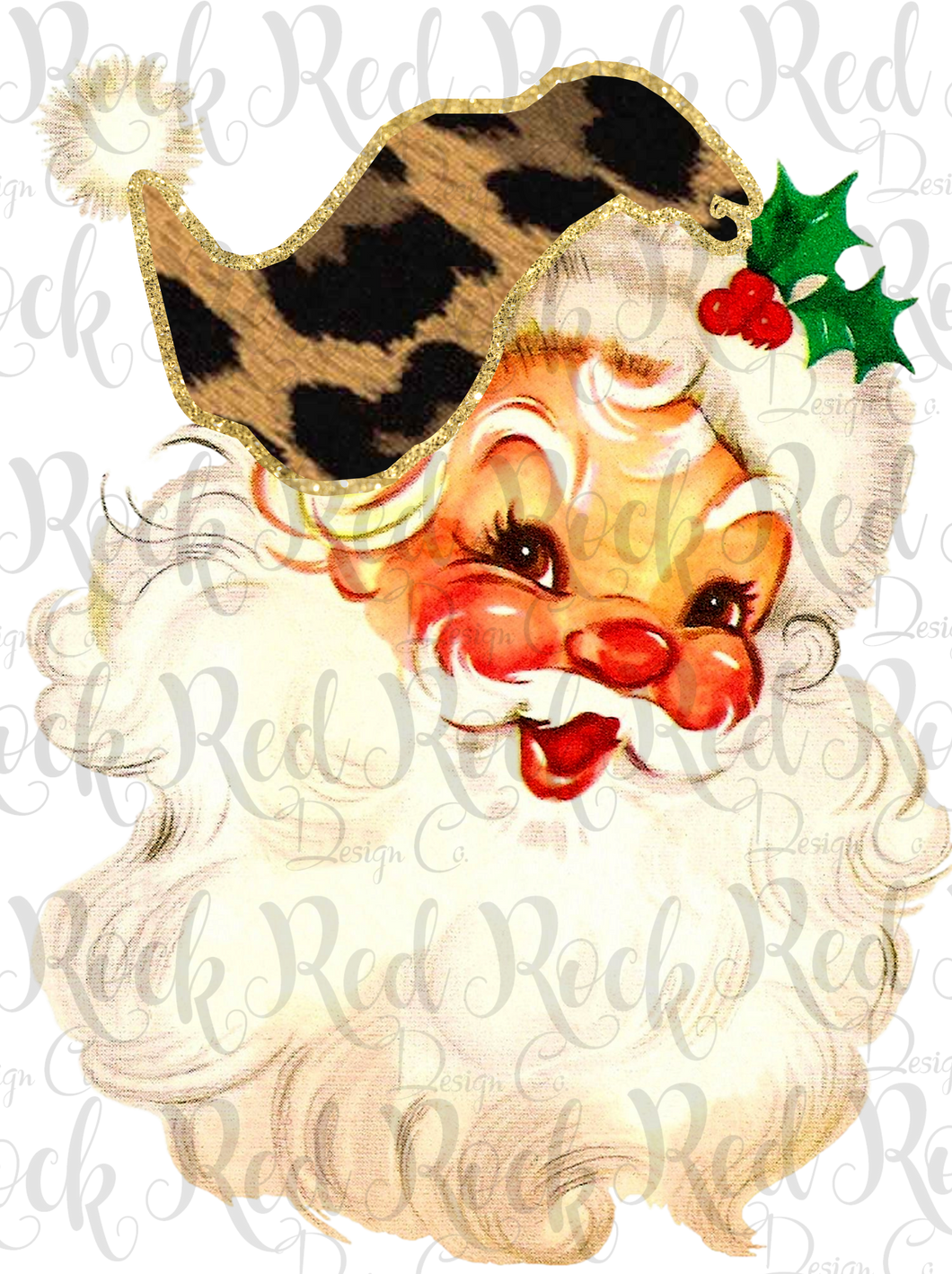 Leopard with Gold Santa