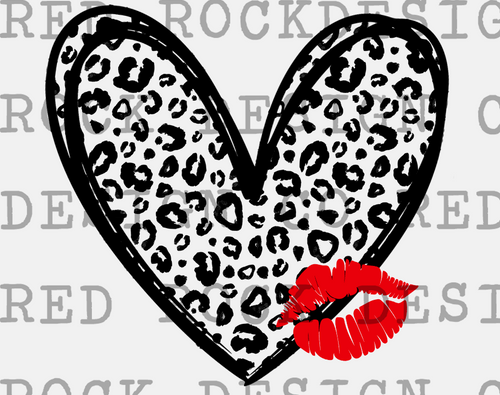 Leopard Heart Red Lips - DD