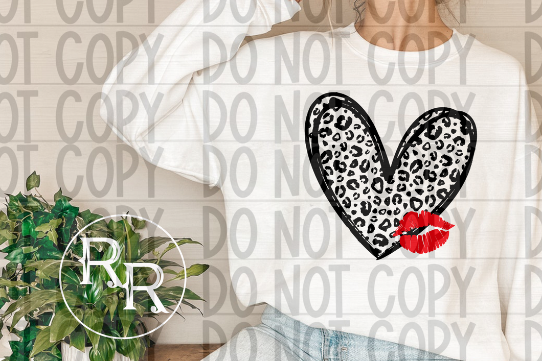 Leopard Heart Red Lips - Now DTF prints only