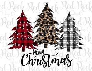 Plaid & Leopard Merry Christmas Trees