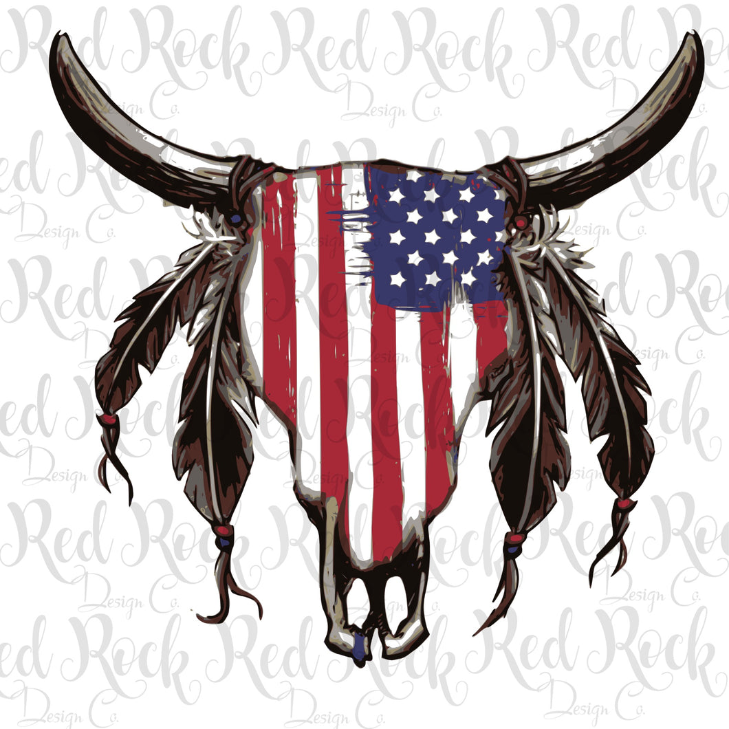 Patriotic Bull Skull - Sublimation