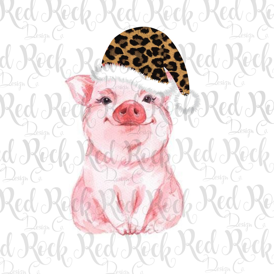 Christmas Pig with Leopard hat- Direct to Film