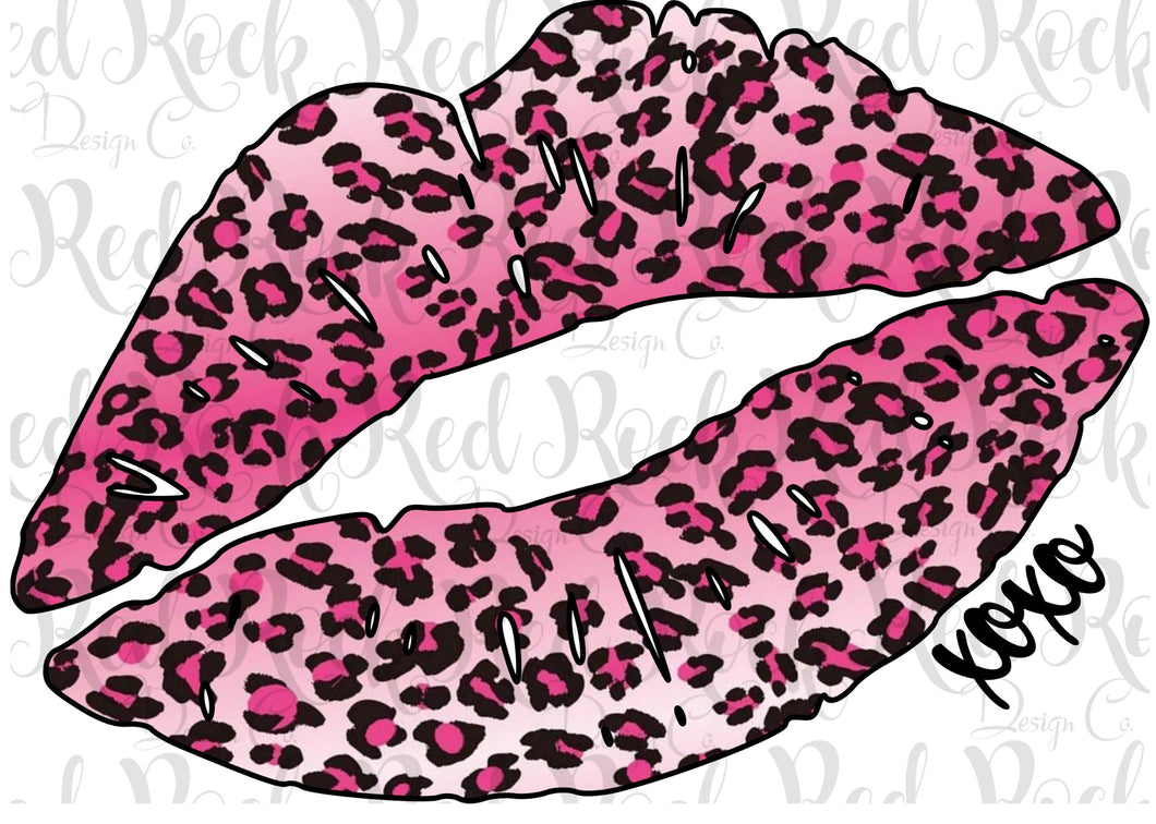 XOXO Pink Leopard Lips - Sublimation