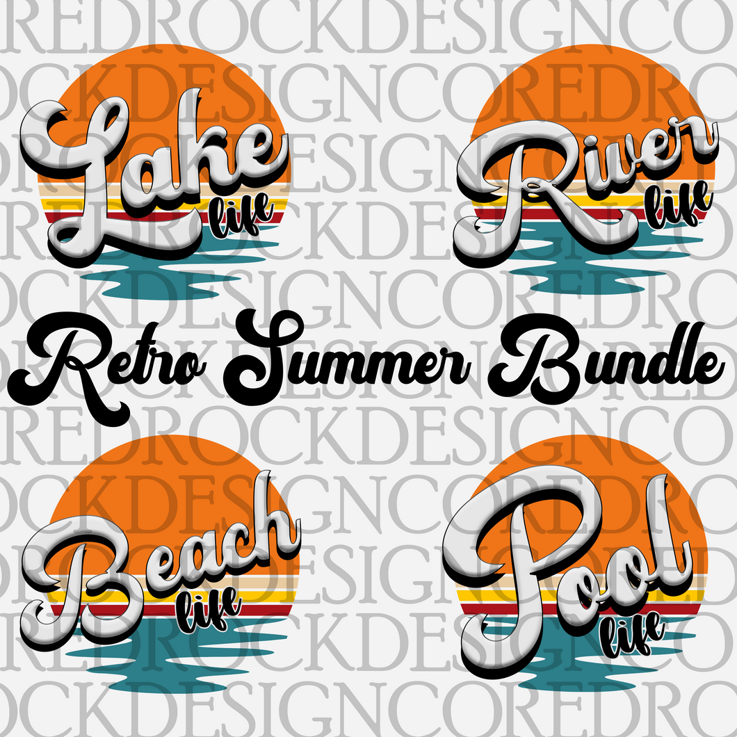 Retro Lake, Beach, River & Pool Life Digital Bundle - DD