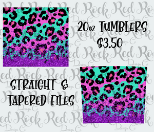 Teal Leopard & Glitter Tumbler Design - DD