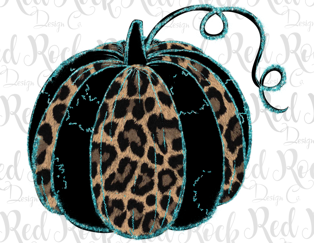 Turquoise Leopard Black Pumpkin